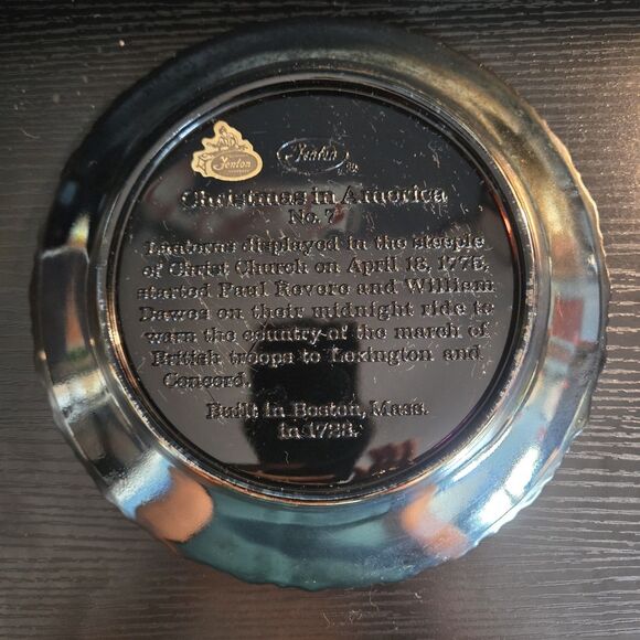 Fenton 1976 Christmas in America Plate No.7 The Old North Church W/ Sticker - Picture 2 of 5
